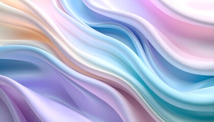 Fototapeta premium Pastel layered silk fabric waves in gradient rainbow colors