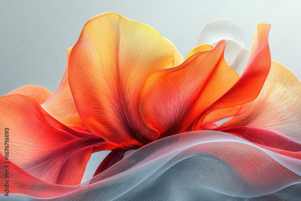 Aufkleber vibrant abstract art with flowing dynamic petals and soft layers