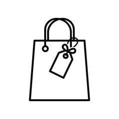 Shopping Bag Symbol: Clean, minimalist line drawing of a shopping bag, ideal for use in a variety of applications. Embodying the simplicity and essence of commerce.