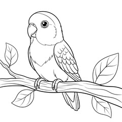 Fototapeta premium Adorable Anime Style African Lovebird Coloring Page for Kids Detailed Bird Line Art