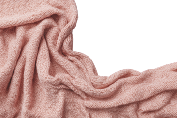 Soft pink knitted fabric draped, top view