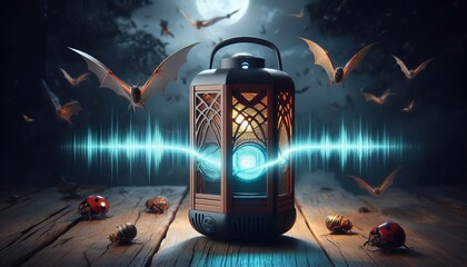 Ultrasonic Lantern Repels insects with soundwaves mimicking bat
