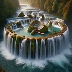 Waterfalls composing kinetic soundscapes &ndash; Roaring rhythms sha