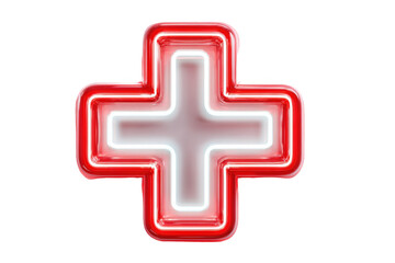 Obraz premium Red and white neon plus sign