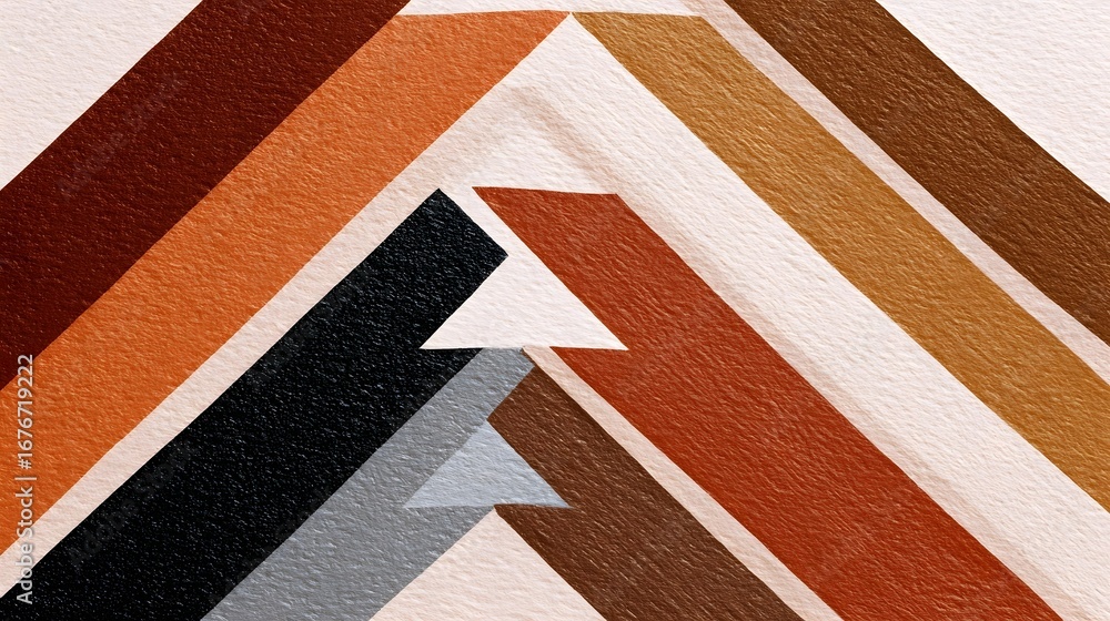Aufkleber an abstract composition of triangular shapes and lines in earthy, warm-toned colors creating a minim