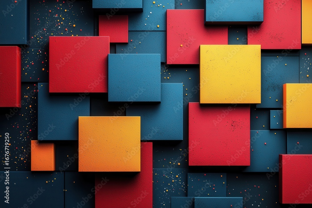 Aufkleber abstract geometric pattern of colorful rectangles with textured design
