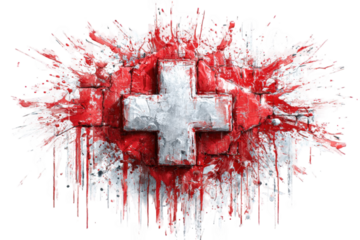Swiss flag, splattered, abstract art