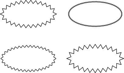 Set of sale sticker, price tag, starburst, sunburst badges, quality mark, sunburst badges, retro stars. Wavy edge. Star burst shape. Promo stickers with star edges. Sale or discount. Vector or PNG .