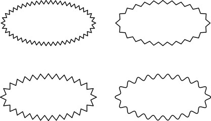 Set of sale sticker, price tag, starburst, sunburst badges, quality mark, sunburst badges, retro stars. Wavy edge. Star burst shape. Promo stickers with star edges. Sale or discount. Vector or PNG .