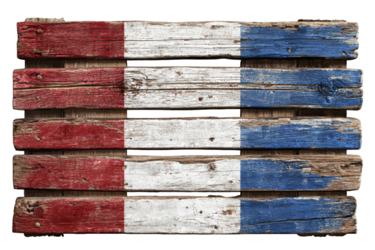 Rustic wooden pallet depicting French colors