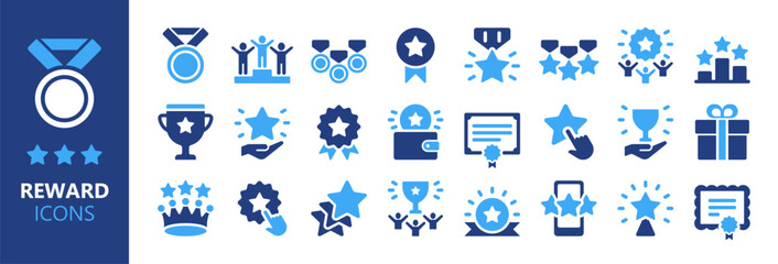 Reward icons. Prizes and Awards solid icon set.