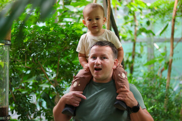 Father and child enjoying nature together
