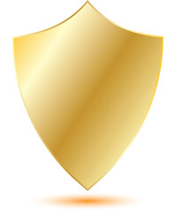 Golden shield vector illustration symbol of protection and security