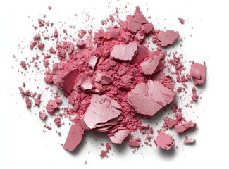 Fototapeta premium Crushed, pale rose eyeshadow scattered on a white background
