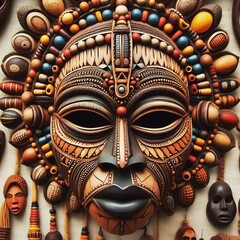 African Tribal Mask A mask used in traditional African ceremonie