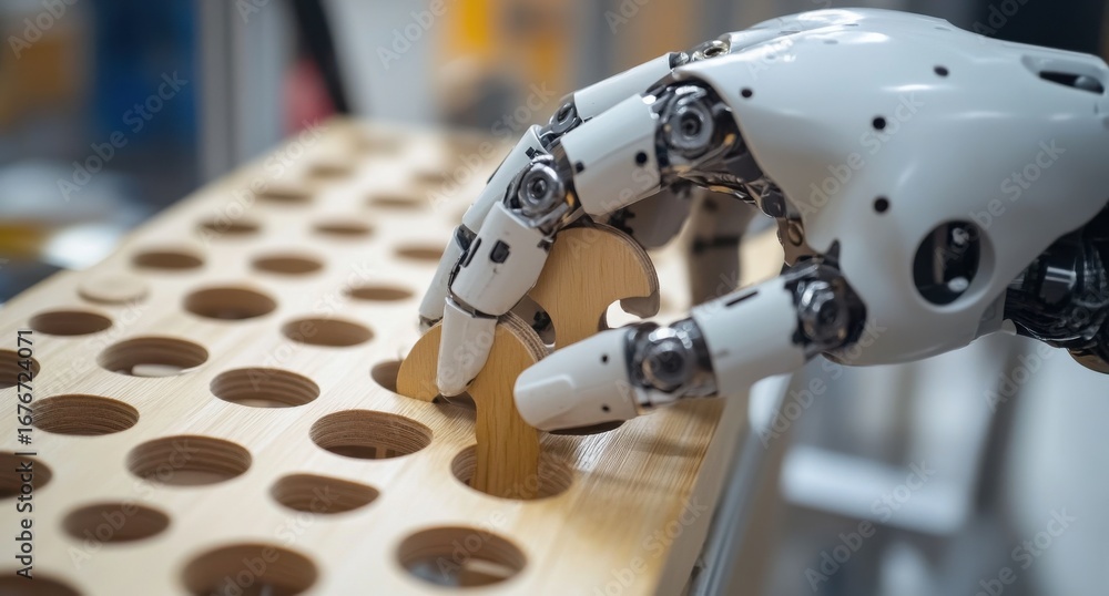 Poster robot hand performing dexterous task with precision and technology
