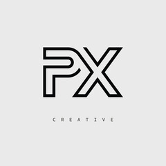 PX Creative Letter Logo – Minimal Line Monogram in Black Outline for Modern Branding Identity Design.