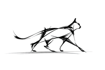 Abstract silhouette of a walking feline