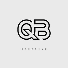 QB Creative Letter Logo – Minimal Line Monogram in Black Outline for Modern Branding Identity Design.