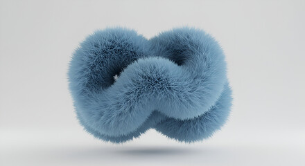 Abstract fluffy blue knot object on a white background for graphic design use