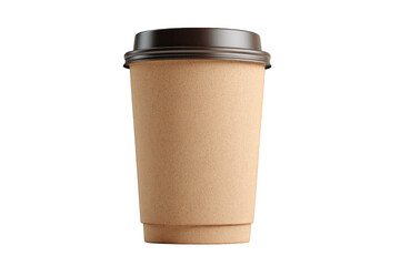 A paper coffee cup with dark lid