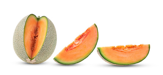 cantaloupe melon slices on transparent png