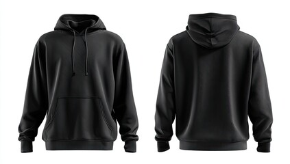 Black hoodie mockup, front and back views (2)