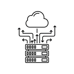 Cloud Computing Illustration: An elegantly crafted illustration depicts the seamless connection between a cloud and a server, symbolizing the modern digital landscape, data transfer.