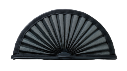 An unfolded windshield sunshade showing metallic reflection, accordion design, and clean edging, isolated on transparent background.
