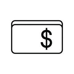 Wallet with Dollar Sign: A minimalist design depicts a wallet with a prominent dollar sign, symbolizing wealth, financial transactions, and economic concepts. 