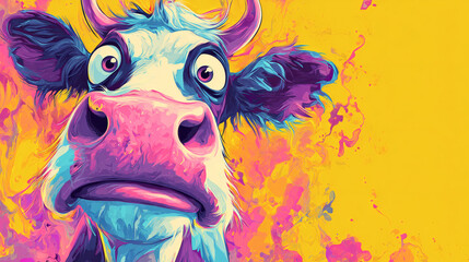 Funny Cartoon Cow Making Silly Face Wallpaper