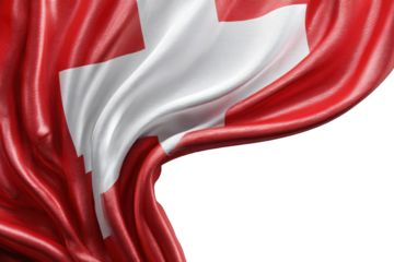 Rippling Swiss flag in dramatic movement