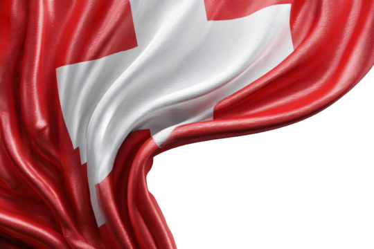 Rippling Swiss flag in dramatic movement