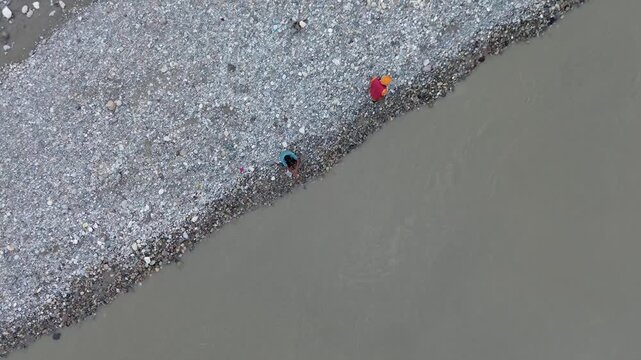 Drone Video of a Sage Walking at Devghat Dham