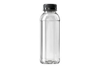 Clear plastic bottle with black cap