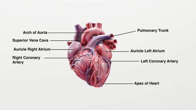 3D Human Heart Anatomy with Labeled Parts for Medical and Science Education
