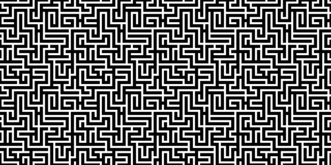 Seamless Geometric Labyrinth Texture. A stylish and simple monochrome pattern ideal for wallpaper, textile, and print.