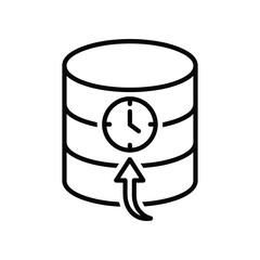 Data Backup Time: A minimalistic icon symbolizing data backup and real-time database backup, essential for data management, protection, and recovery from data loss.