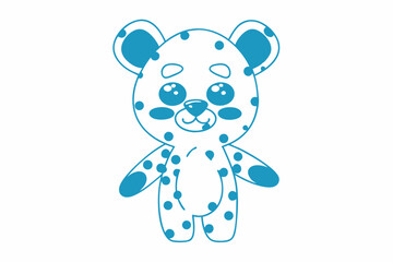Cute Outlined Bear Illustration, Charming Character, White Background