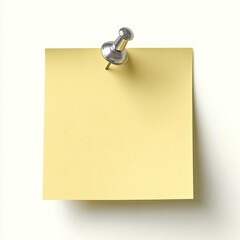 A pale yellow sticky note pinned to a white surface (1)