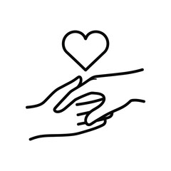 Empathy and Connection: Two hands reaching out to each other, symbolized by a floating heart, representing compassion, support, and the bond of human connection.