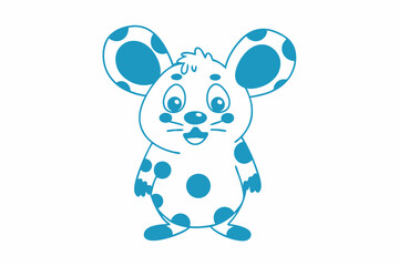 Cute Mouse Design with Blue Spots and a Playful, Minimalist Style on White
