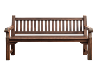 Wooden park bench front view