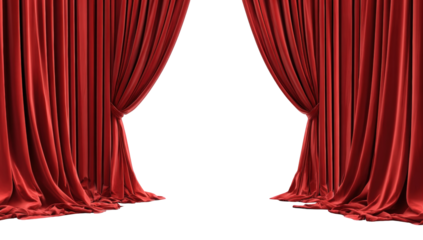 Red velvet stage curtains open