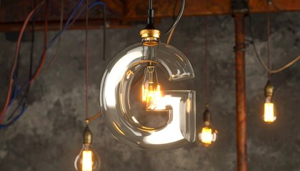 Industrial-style lightbulb in the shape of letter G