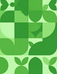 Abstract Geometric Pattern of Green Shapes and Forms.