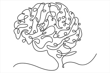 Human brain continuous single line drawing vector illustration. 