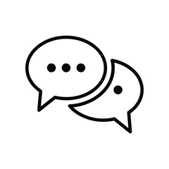 Communication Bubbles: A minimal illustration of communication, featuring two interconnected speech bubbles. These bubbles, filled with meaningful dots.
