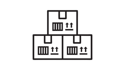 Obraz premium A stack of three cardboard boxes with shipping labels and arrows pointing upwards is shown here silhouette