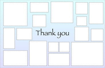シンプル ランダム配置フォトフレーム Thank you グラデーション背景青紫〜Simple Randomly Arranged Photo Frame Thank You Blue-Purple〜